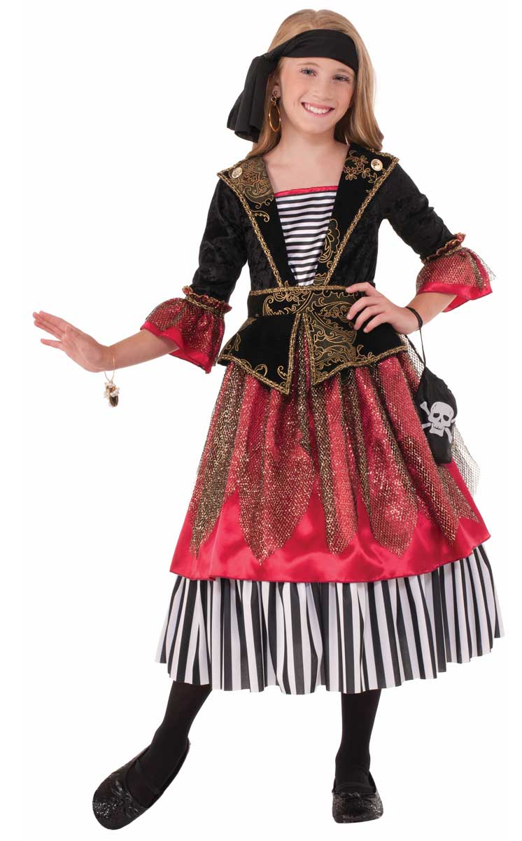 Pirate Wench Girl's Buccaneer Costume Front View