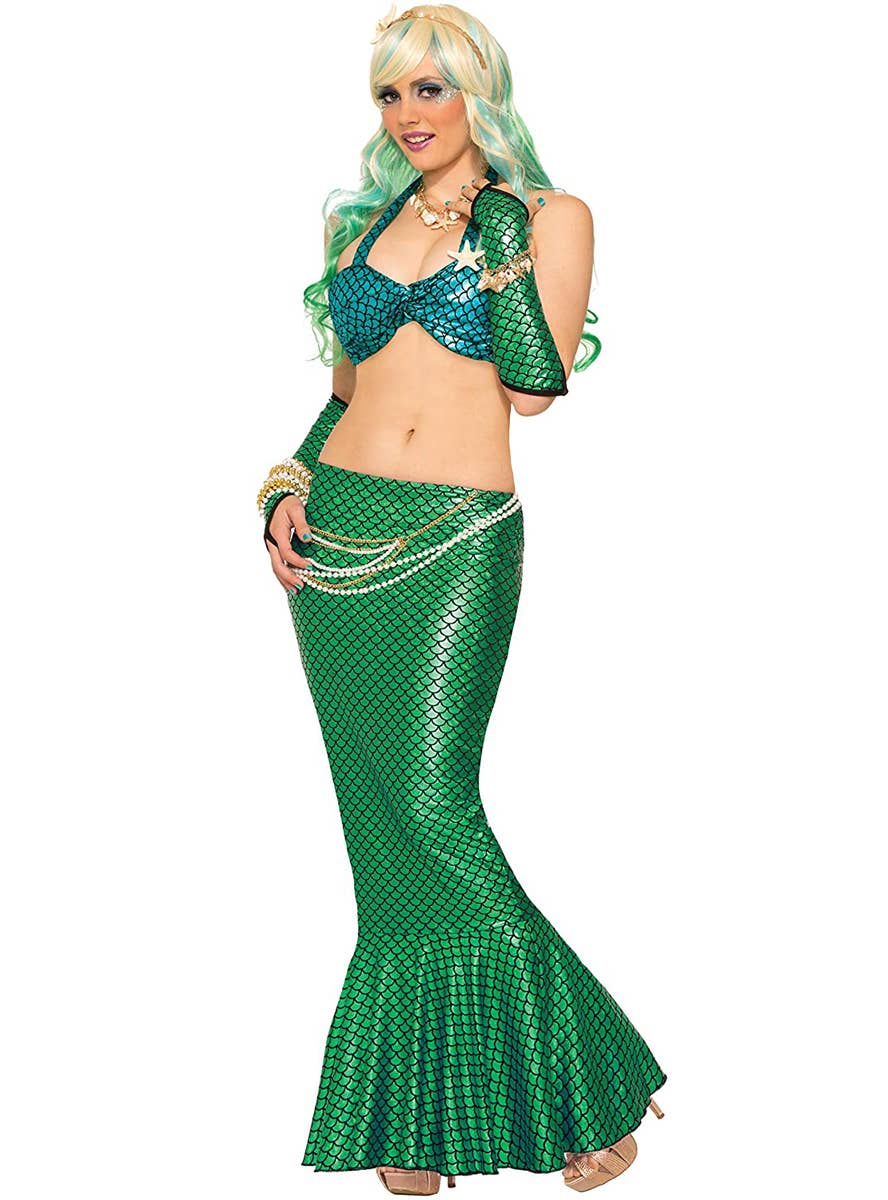 Womens Metallic Blue Mermaid Top Full Image