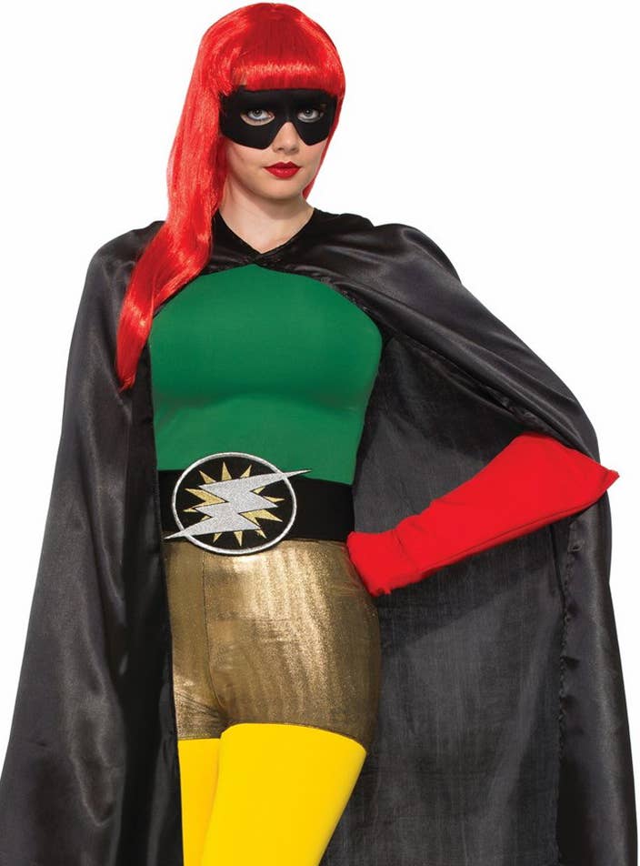 Long black adults superhero cape costume accessory zoom image