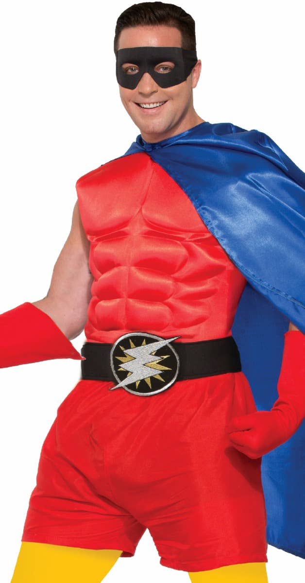 Unisex Standard Forum Novelties Superhero Red Satin Boxer Shorts With Black Band And Belt Buckle Alt Image
