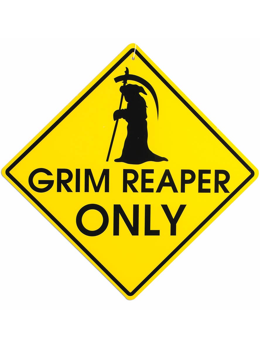 Black and Yellow Grim Reaper Halloween Decoration Sign