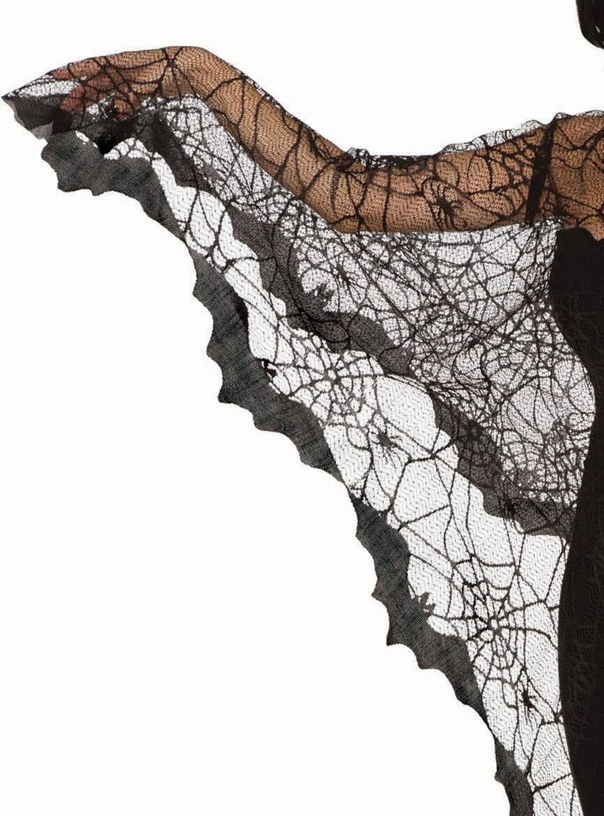 Women's Black Lace Bat Poncho - Close Image