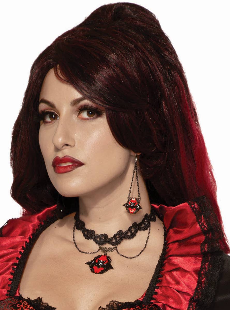 Red and Black Bat Halloween Choker Costume Necklace