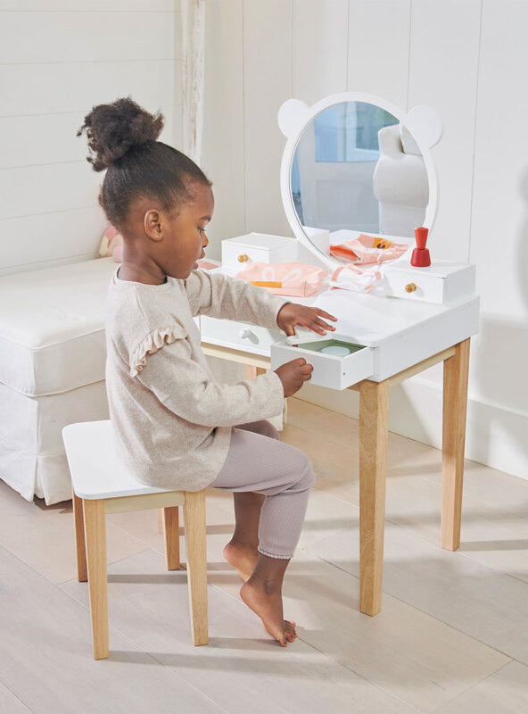 Forest White Wooden Dressing Table And Stool For Girls - Lifestyle Image 2