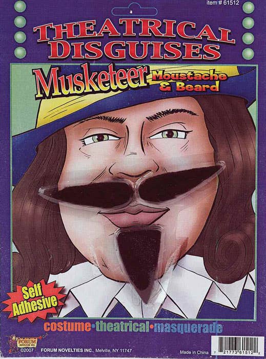 Black Faux Hair Musketeer Costume Beard and Moustache Set