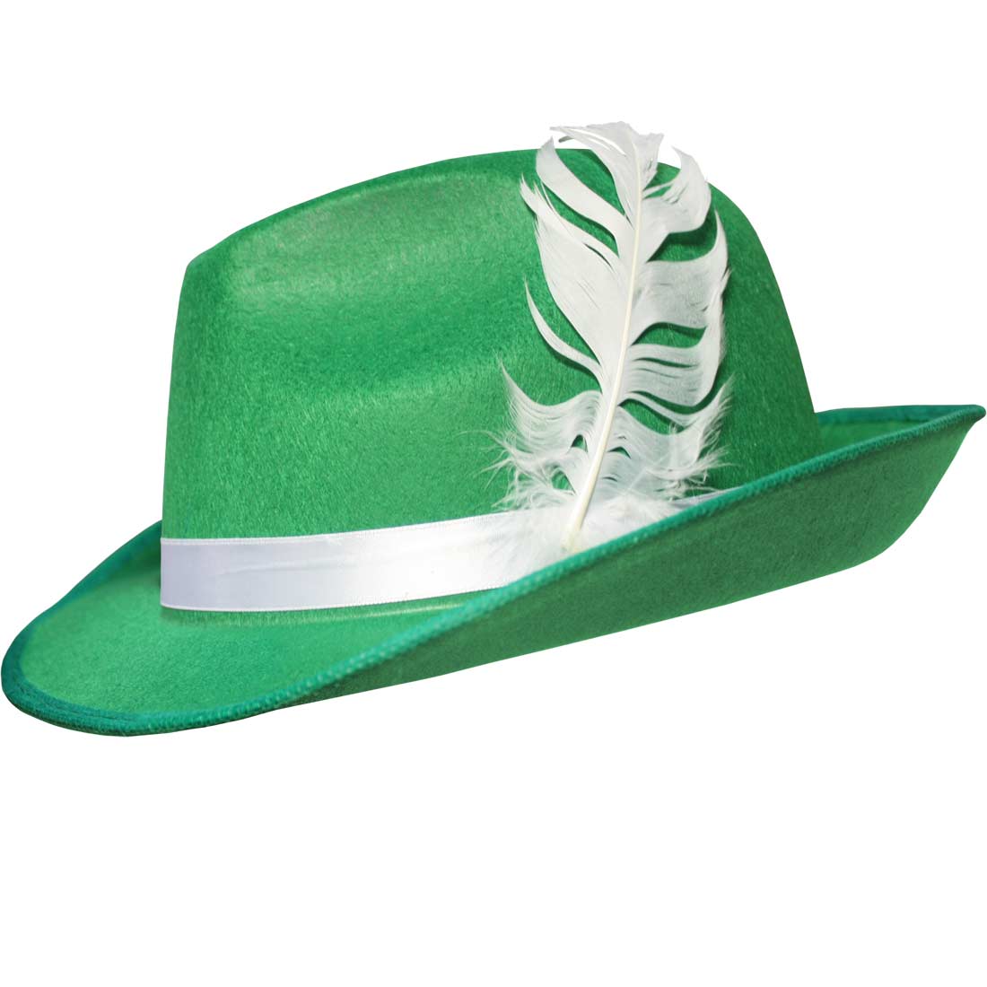 Adult's Green German Oktoberfest Hat with White Feather Main Image