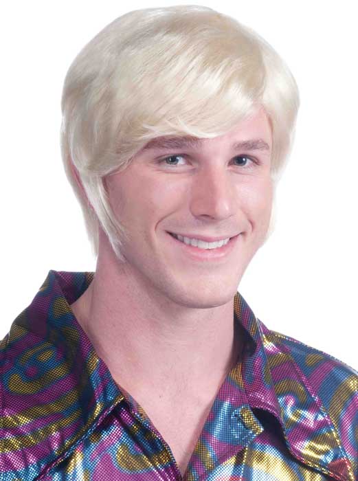 Mens 70s Guy Hippie Costume Short Blonde Wig - Main Image