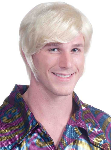 Mens 70s Guy Hippie Costume Short Blonde Wig - Main Image