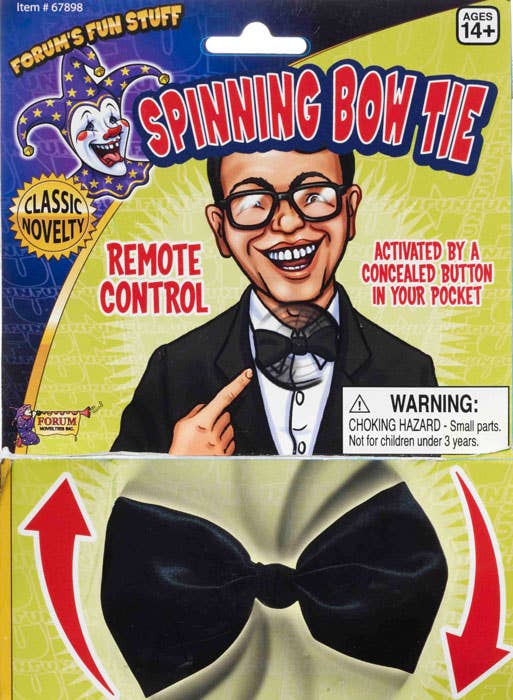 Novelty Spinning Black Satin Costume Bow Tie