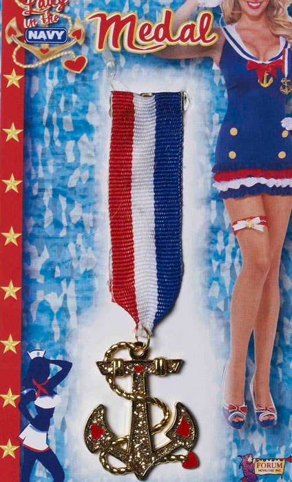 Novelty Pin On Gold Sailor Anchor Medal