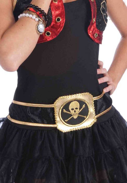 Women's Black And Gold Buccaneer Beauty Skull Belt Costume Accessory Main Image