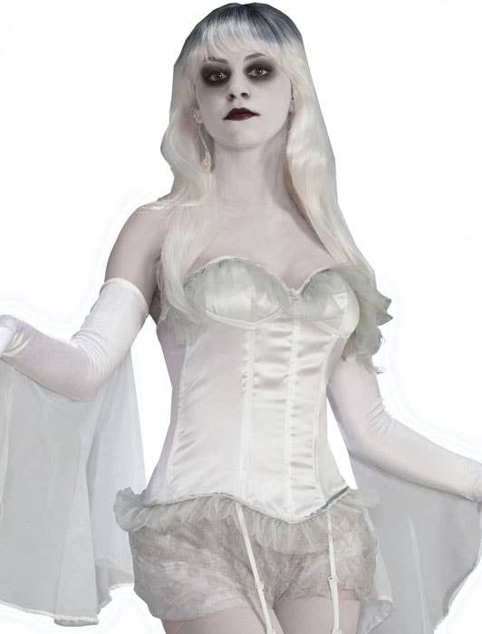 Ghostly White Boned Costume Corset for Women - Main Image