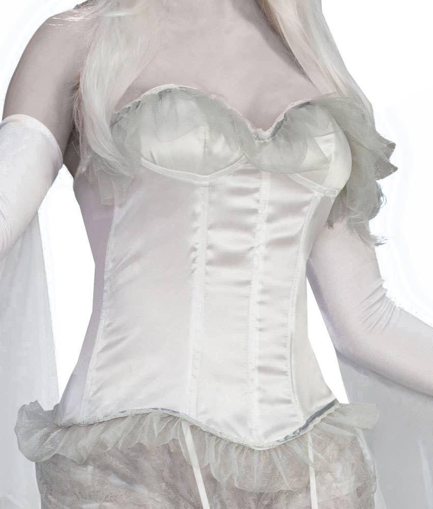 Ghostly White Boned Costume Corset for Women - Alternative Image