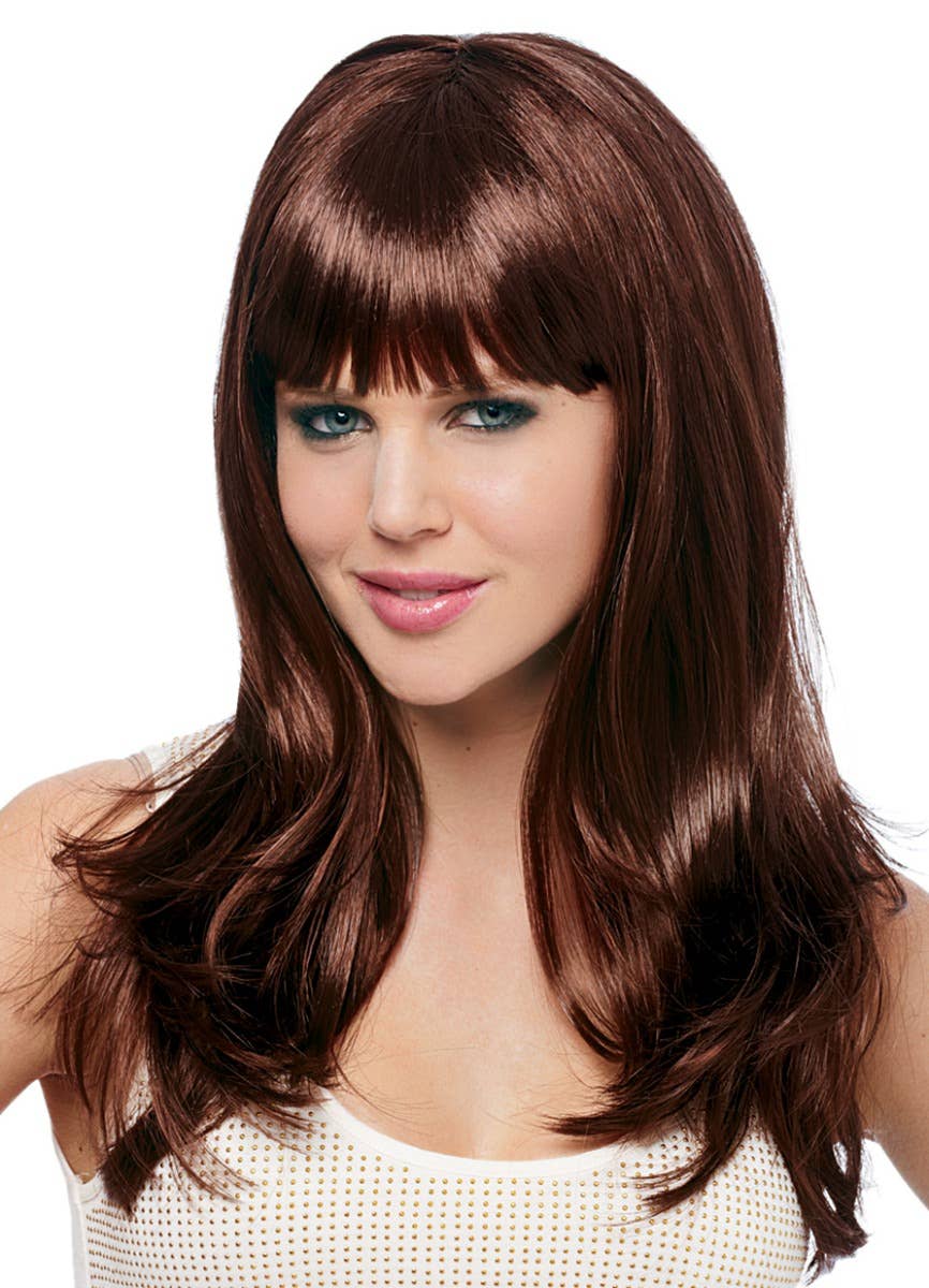 Donna Women's Brown Costume Wig with Fringe Main Image
