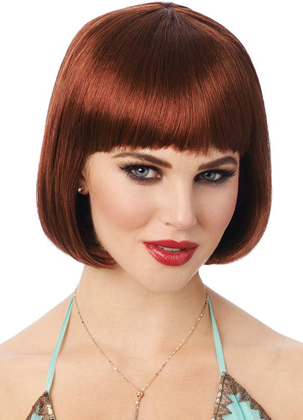 Women's short natural-looking red bob costume wig main image