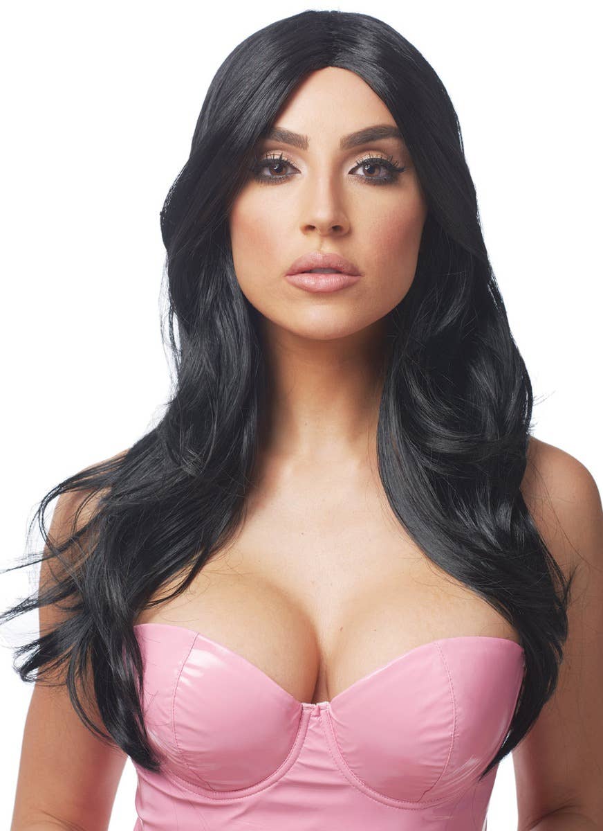 Image of Reality Royalty Long Black Women's Costume Wig