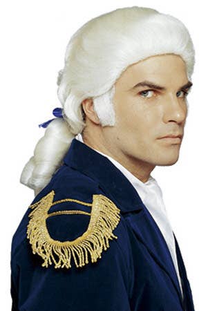 Men's White Colonial Aristocrat Costume Wig Accessory