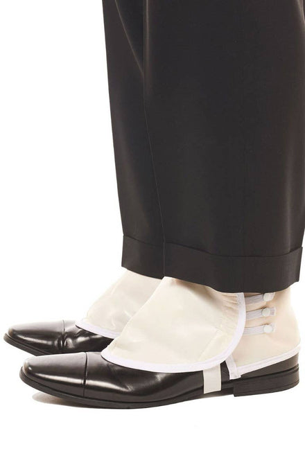Men's White Vinyl 1920s Gangster Shoe Spats Costume Accessory - Main Image