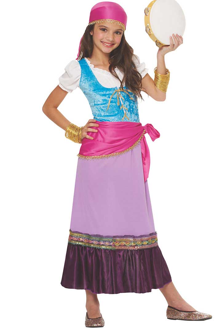 Purple Striped Fortune Teller Girl's Gypsy Costume