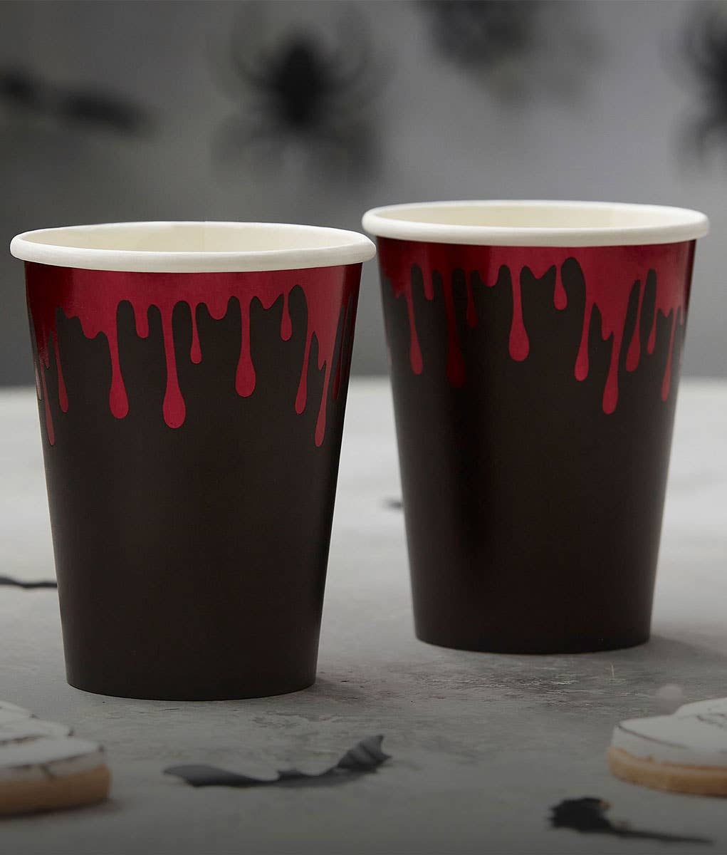 Image of Fright Night Blood Drip 8 Pack Paper Halloween Cups - Alternate Image