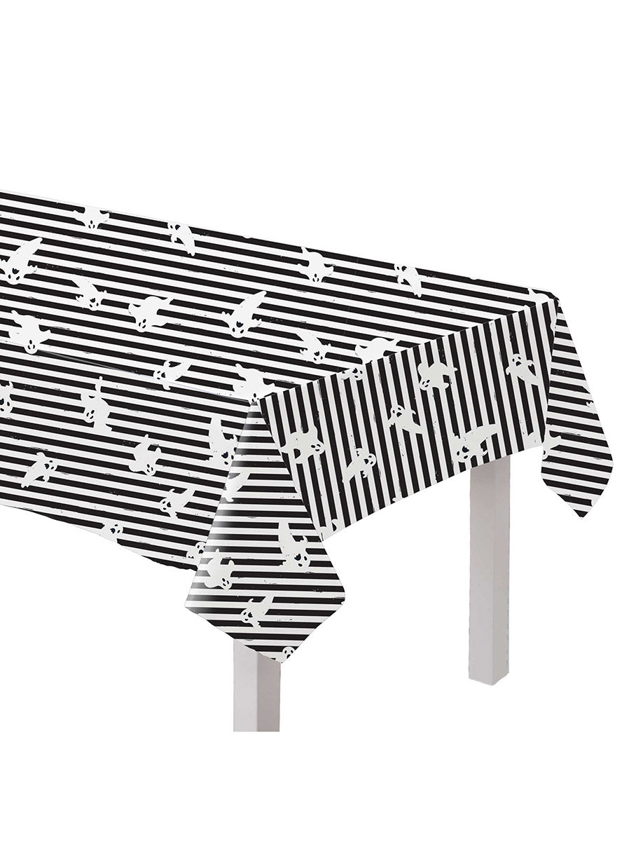 274cm Halloween Fright Night Striped Ghost Table Cover - Main Image
