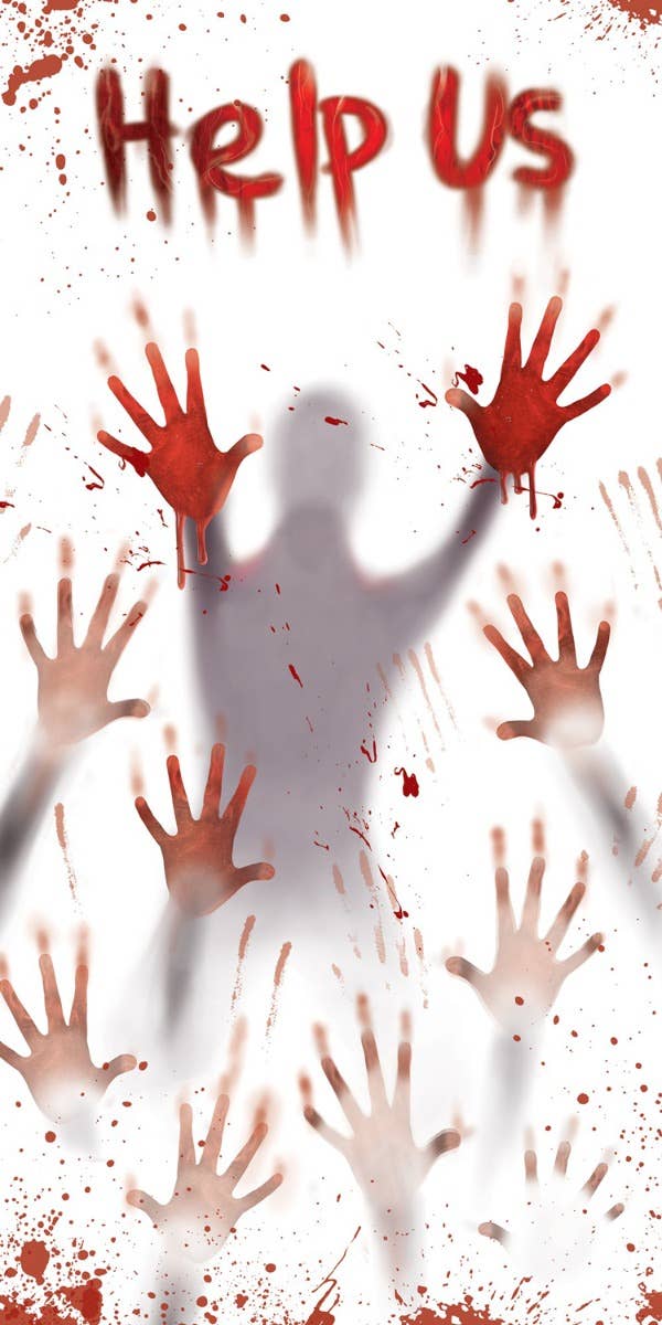 Image of Help Us Haunted House Halloween Door Cover
