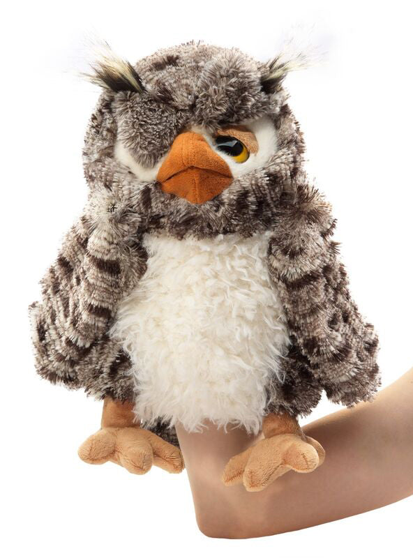 Furry Wise Owl Hand Puppet - Alternate Image