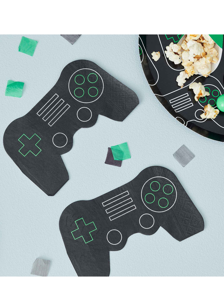 Game Controller Shape 16 Pack Party Napkins – Lifestyle Image