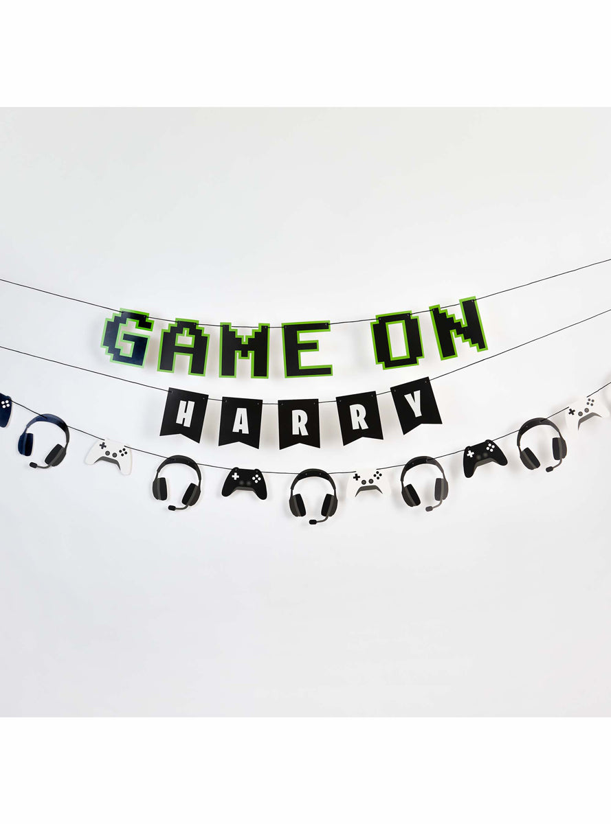 Game On 250cm Headset and Game Controller Party Garland - Lifestyle Image