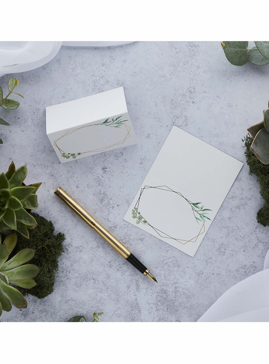 Geometric Greenery 10 Pack 9cm Place Cards - Lifestyle Image 2