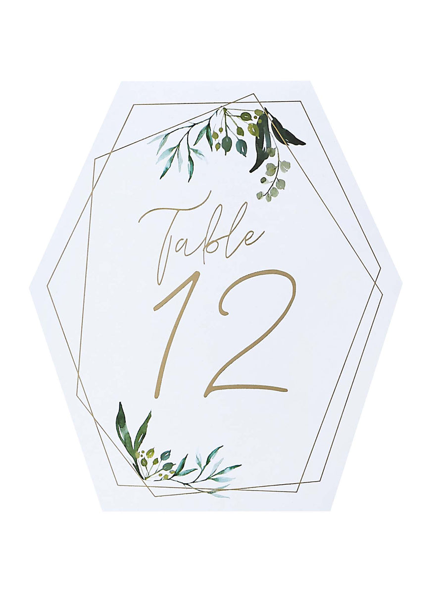 Geometric Greenery 12 Pack 16cm Table Numbers - Main Image