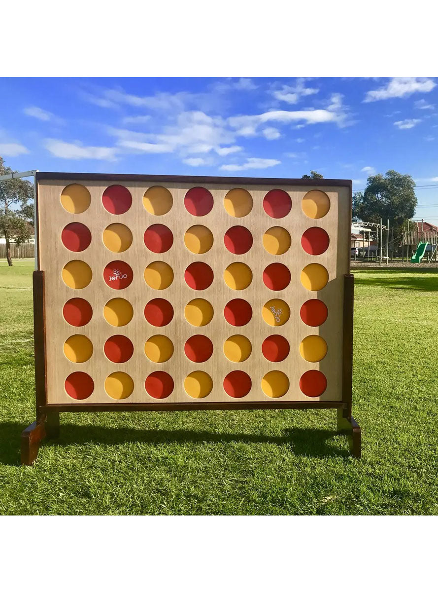 Giant 120cm Connect Four In A Row Hardwood Outdoor Party Game - Lifestyle Image 2