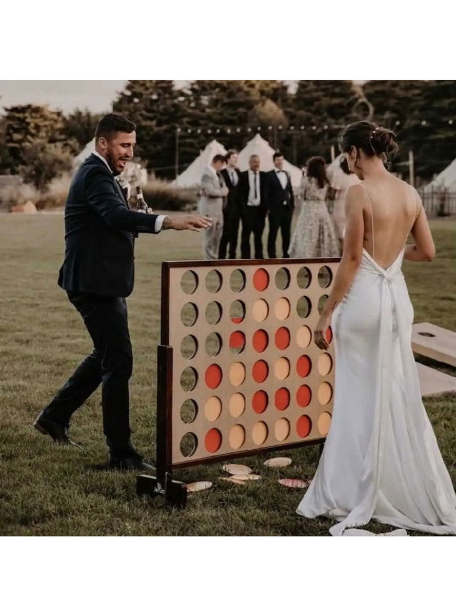 Giant 120cm Connect Four In A Row Hardwood Outdoor Party Game - Lifestyle Image