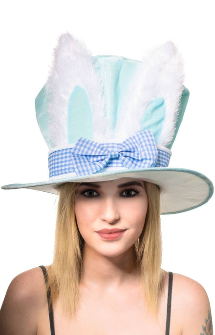 Plush Blue Easter Bunny Top Hat Costume Accessory