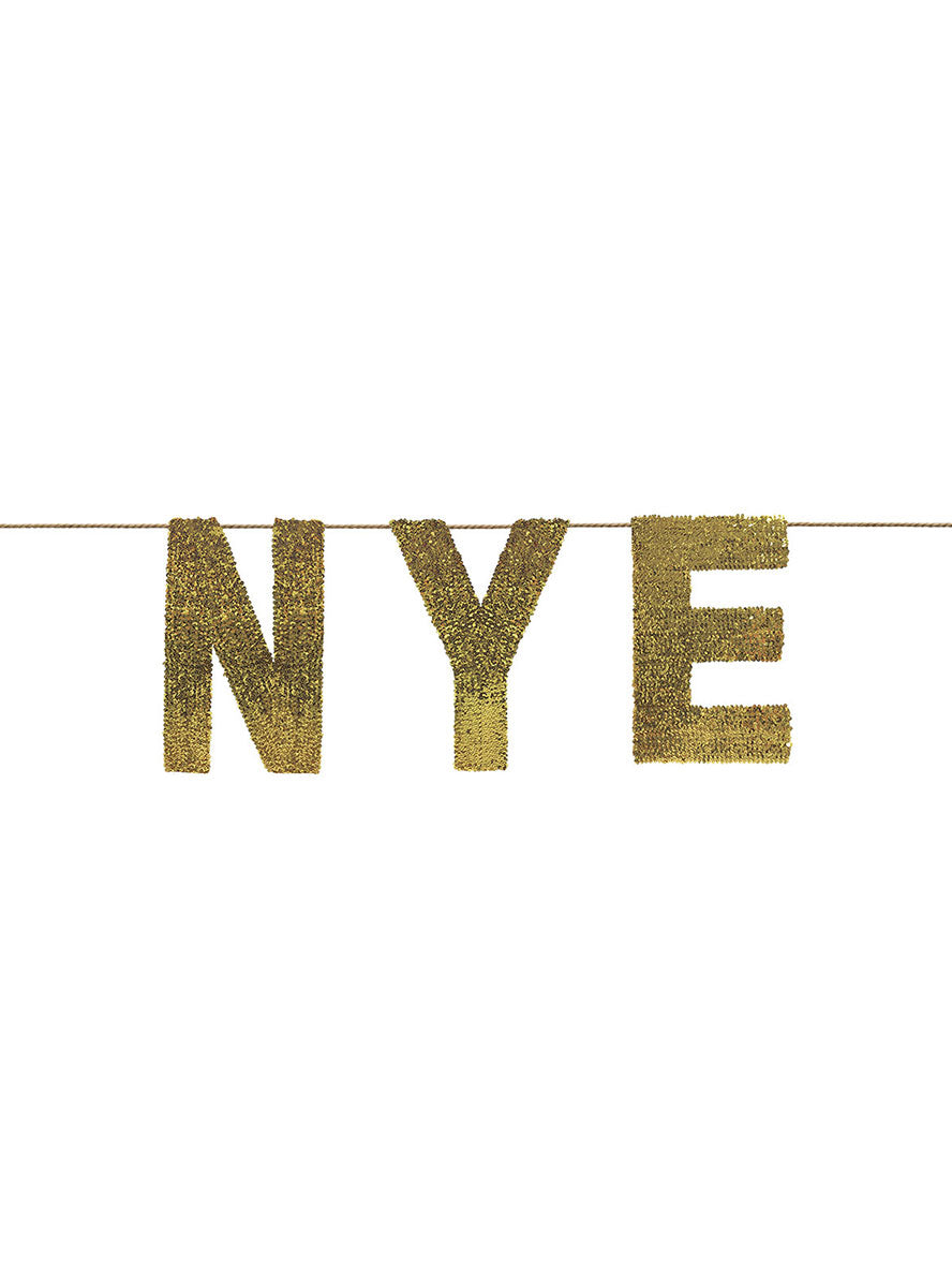 Giant Gold Sequin New Years Eve Banner Decoration - Main Image