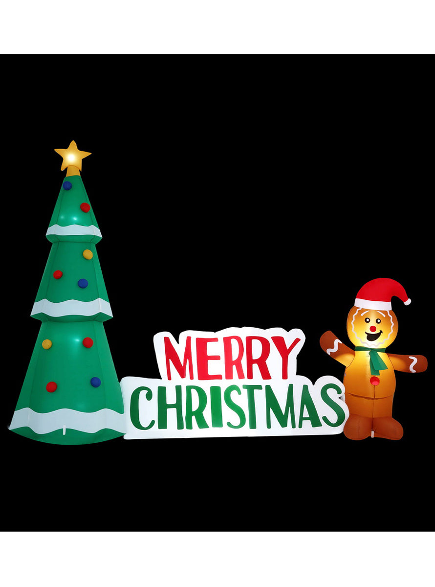 Gingerbread Man and Tree 10 Foot Inflatable Christmas Decoration - Alternate Image 2