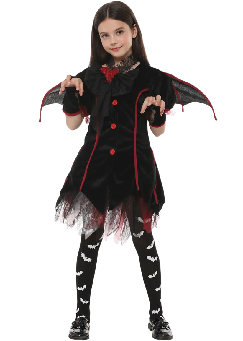 Girls Gothic Black Bad Fairy Halloween Costume - Main Image