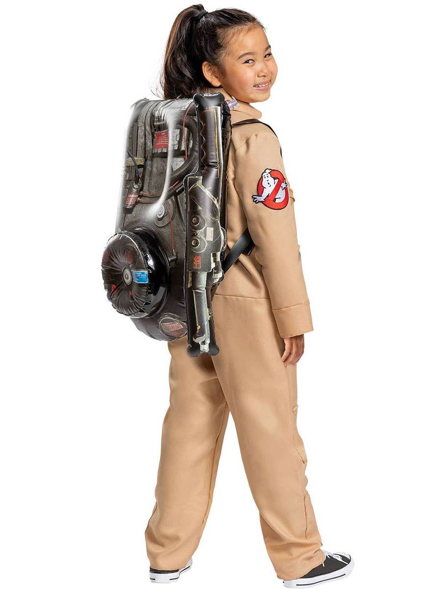 Image of Licensed 80s Ghostbuster Girl's Deluxe Jumpsuit Costume - Back View