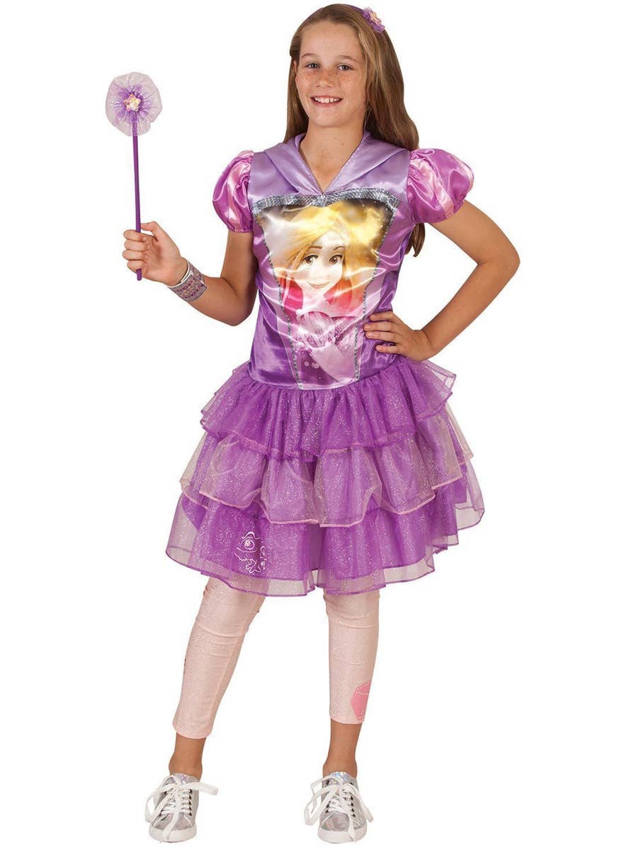 Image of Disney Princess Rapunzel Girl's Pink Glitter Footless Tights - Alternate Image 2