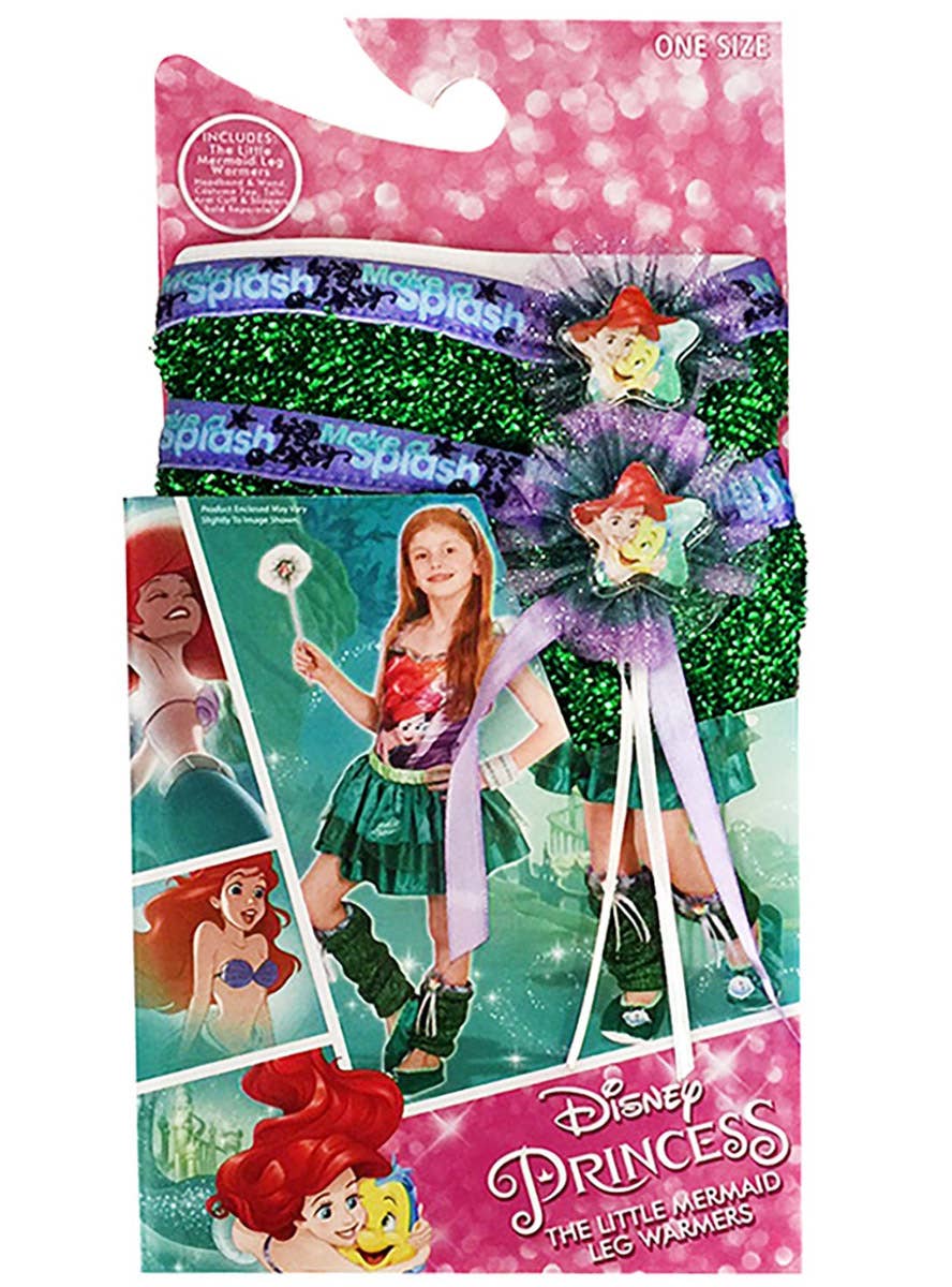Image of Disney Princess Ariel Metallic Green Leg Warmers - Packaging Image