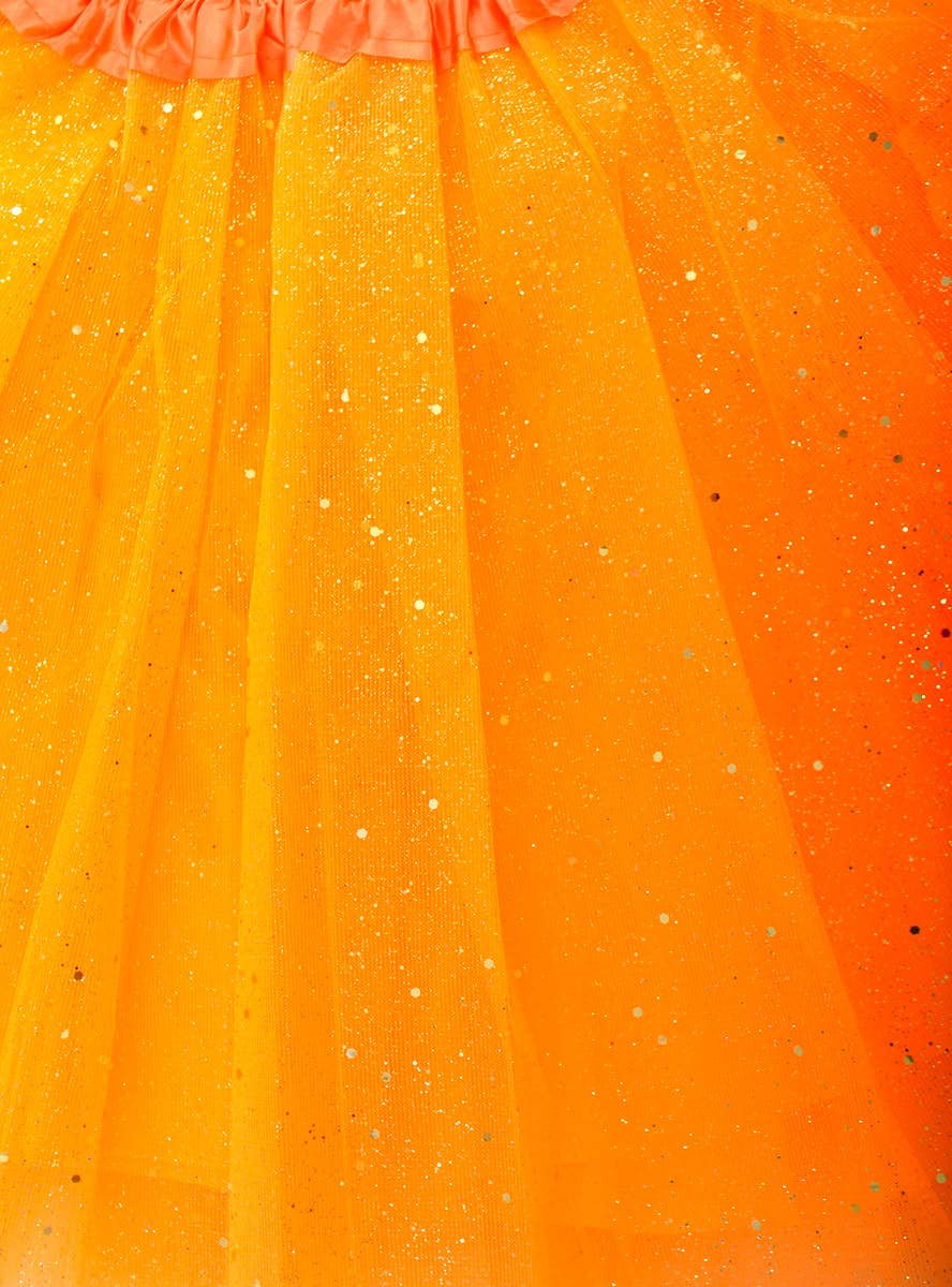 Image of Glittery Orange Girls 30cm Tulle Costume Tutu - Close Image