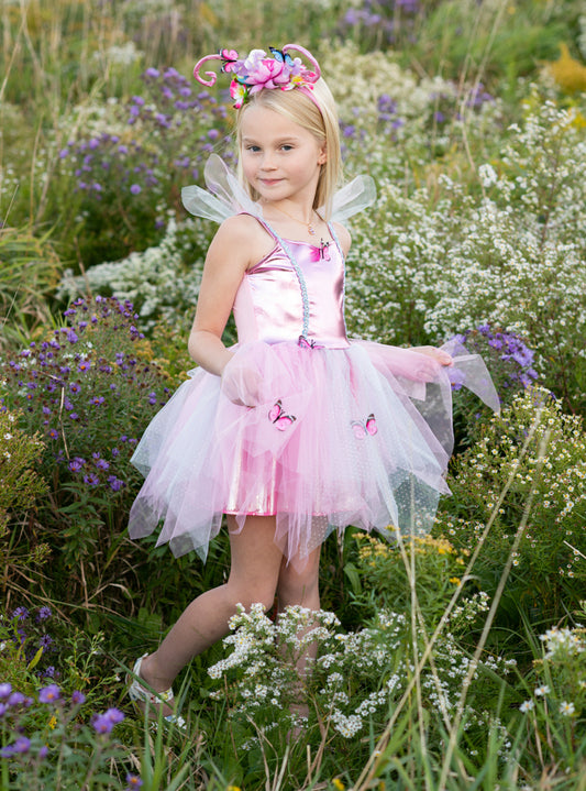 Girls Pink Butterfly Tutu Costume With Headband - Lifestyle Image 3