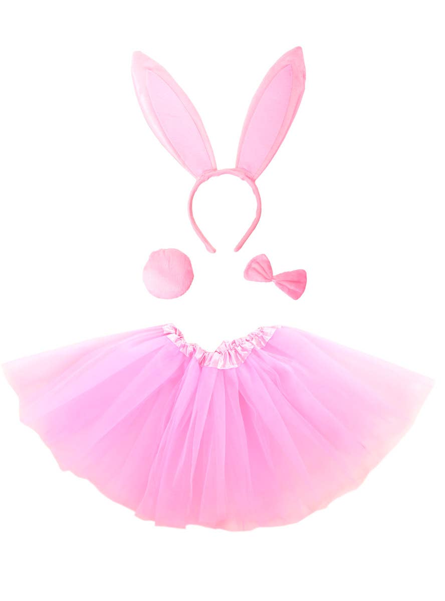 Girl's Pink Easter Bunny Costume Tutu, Ears, Tail and Bow Tie Set