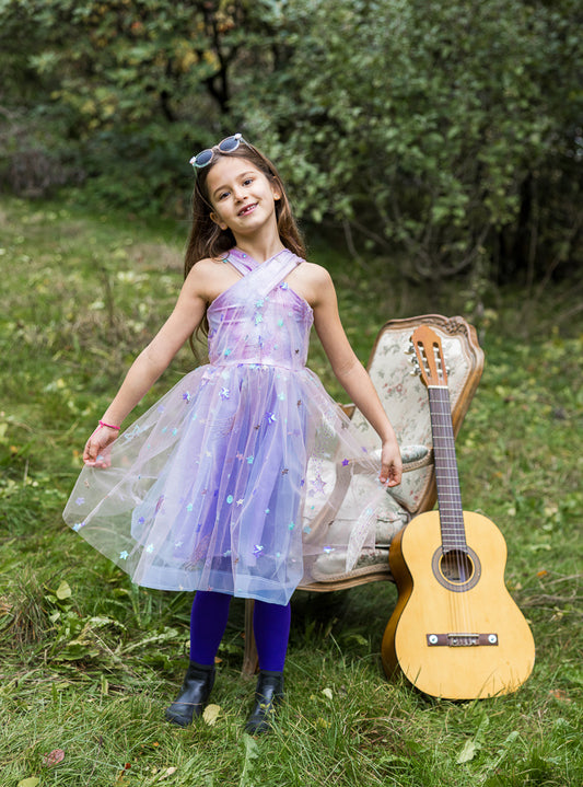 Girls Shimmer Star Lilac Costume - Lifestyle Image 3