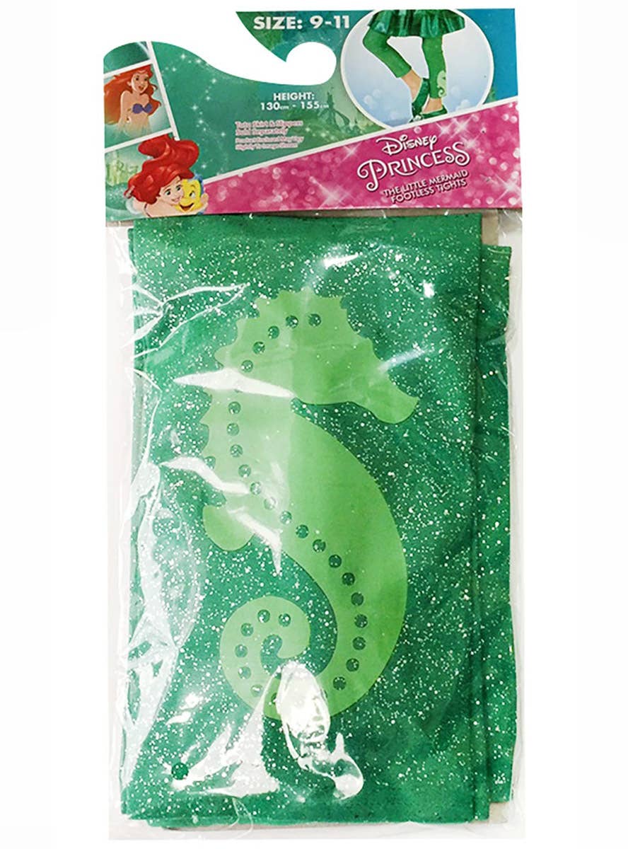Image of Disney Princess Ariel Girl's Green Glitter Footless Tights - Alternate Image 2