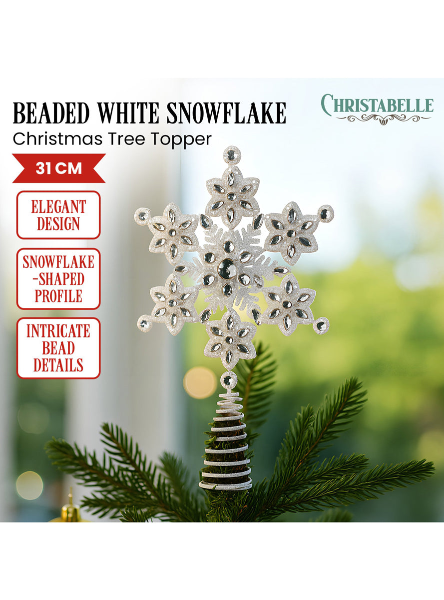 Glitter Snowflake Christabelle Christmas Tree Topper Decoration - Details Image