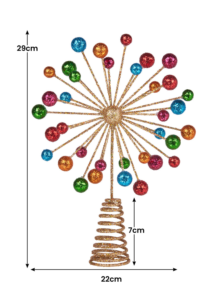 Glittery Gold Jewelley Christabelle Tree Topper Christmas Decoration - Measurements Image