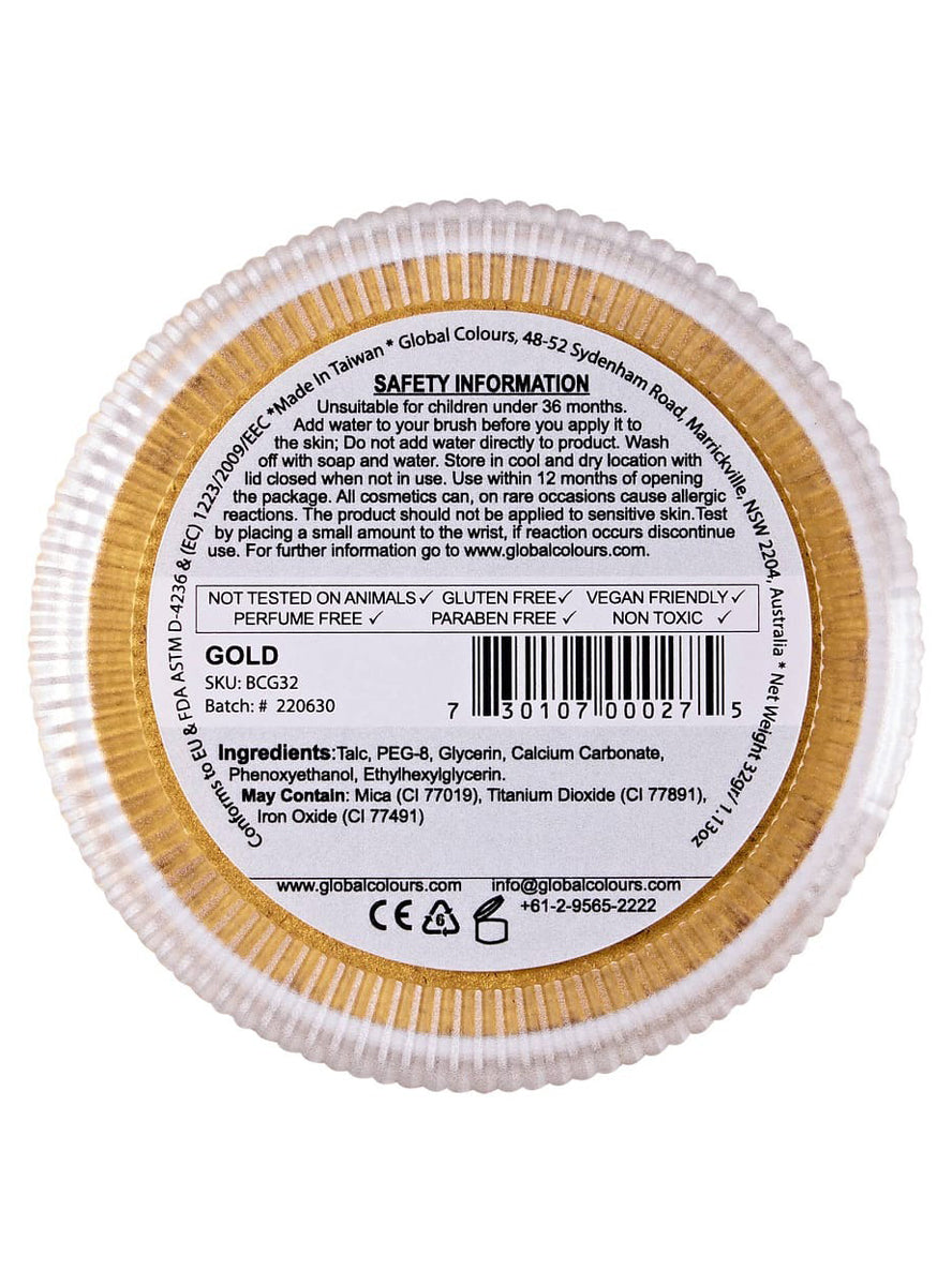 Global Blending 32 Gram Gold Cake Makeup - Back Image