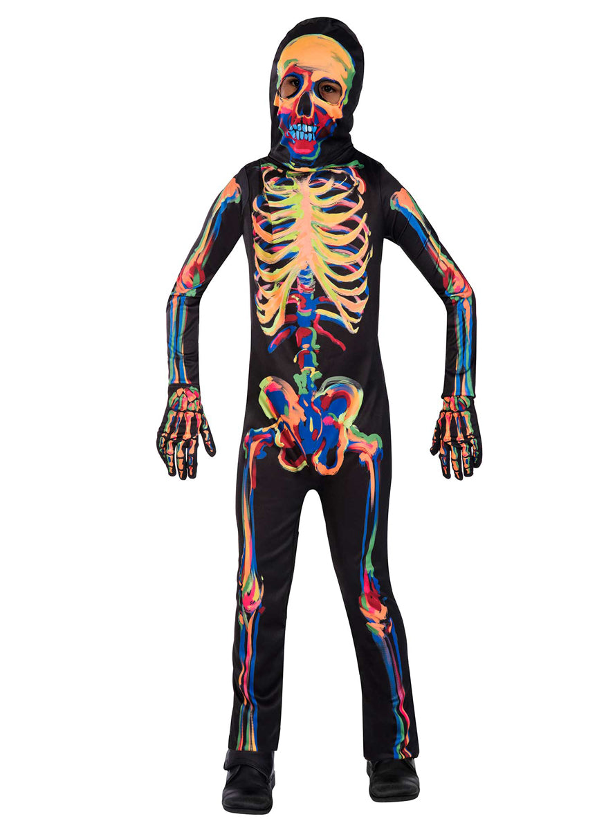 Boys Rainbow Glow in the Dark Skeleton Costume