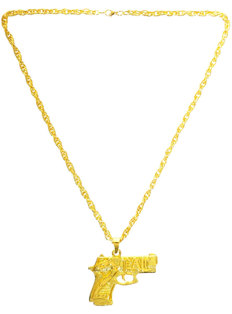 Image of Hip Hop Gold 90s Gun Pendant Costume Necklace - Main Image